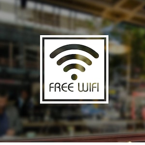 free wifi decal, free wifi internet sign, internet access decal, storefront decal office door, business decals, business stickers