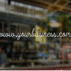 website decal, custom website window decal, storefront decal web address, business decals, business stickers