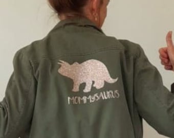 Mamamysaurus Eisen auf Aufkleber, Mama Dinosaurier Wärmeübertragung Patch, Mama Shirt Applikationen, Glitzer Htv Transfers, Mamasaurus diy Shirt