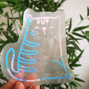 Suncatcher for windows, cute cat rainbow maker decal, rainbow maker sticker, rainbow window cling iridescent rainbow window prism suncatcher