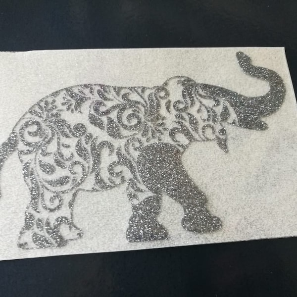 fer d’éléphant de modèle de fleur sur le décalque, fleurissent le patch de transfert de chaleur d’éléphant, fer de chemise sur des appliques, appliques d’hologramme, éléphant de scintillement