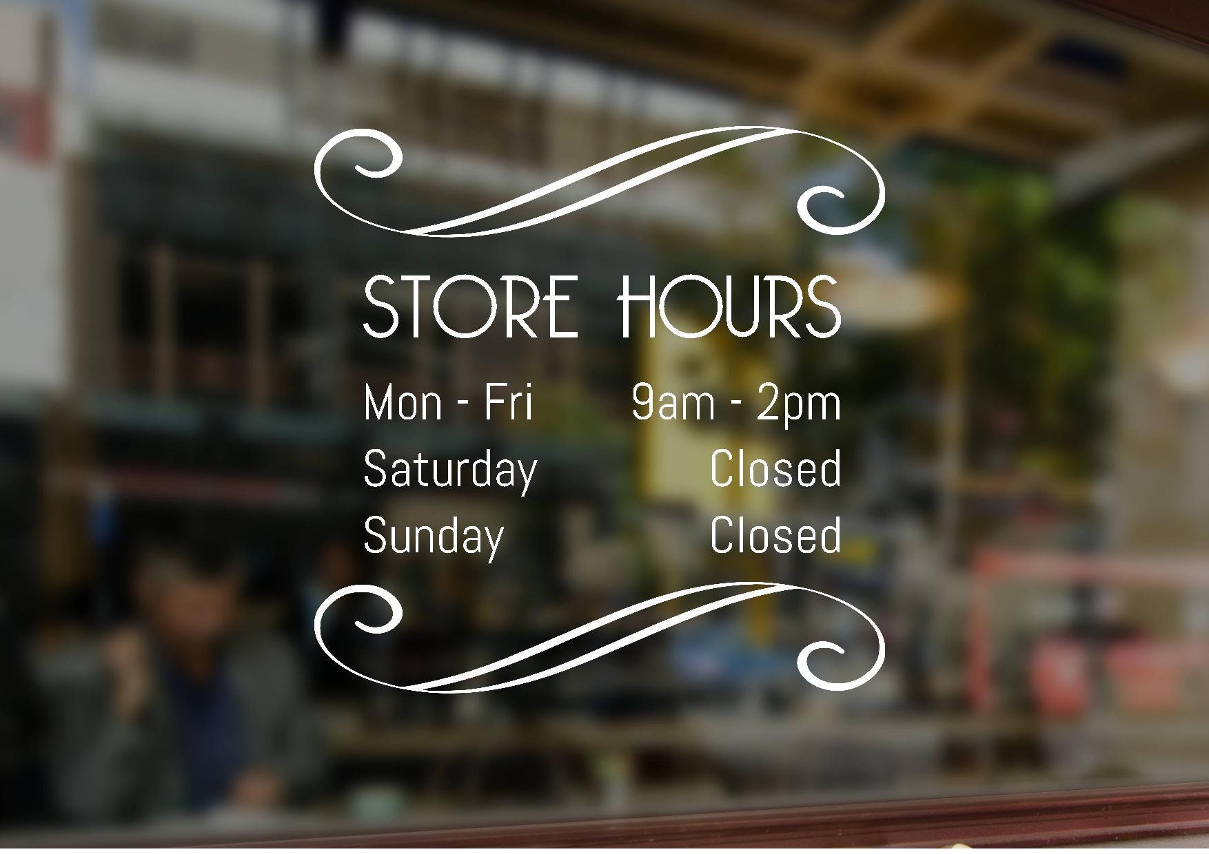 Business hours decal store hours sticker sign shop hours Etsy