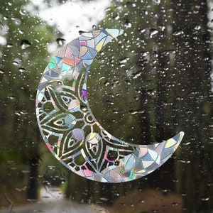 Mandala Mond Sonnenfänger für Fenster, Mandala Regenbogen Hersteller Aufkleber, Regenbogen Maker Sticker, Regenbogen Fenster Klammer, Regenbogen Fenster Suncatcher