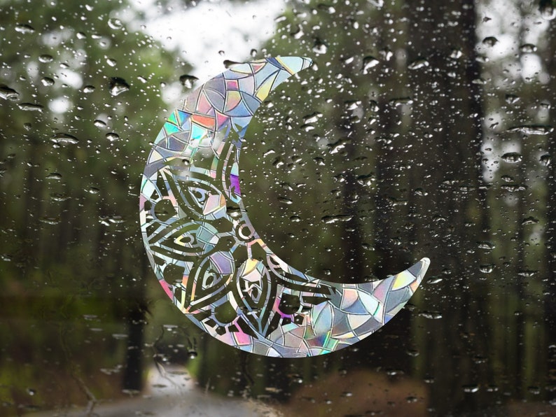 Mandala Moon Suncatcher: Rainbow Maker Window Decal - Etsy