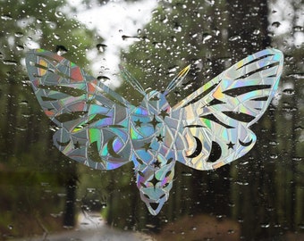 Nachtfalter Suncatcher für Fenster, mystischer Motten-Regenbogen-Hersteller-Aufkleber, Regenbogen-Hersteller-Aufkleber, Regenbogen-Fensterklammer, Regenbogen-Fenster-Suncatcher