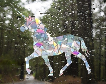 Unicorn suncatcher for windows, unicorn rainbow maker decal, rainbow maker sticker, rainbow window cling, rainbow window prism suncatcher
