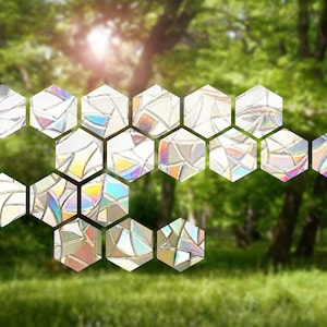 Hexagons suncatcher for windows, honeycomb rainbow maker decal, rainbow maker sticker, rainbow window cling, rainbow window prism suncatcher