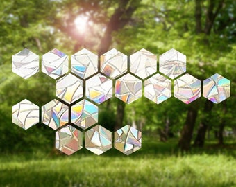 Łapacz słońca Honeycomb Rainbow Maker: naklejka na okno w kształcie sześciokąta