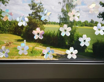 Suncatcher-Aufkleber für Windows 15, Sakura-Blüte, Regenbogen-Maker-Aufkleber, Regenbogen-Maker-Aufkleber, Regenbogen-Fensteraufkleber, Regenbogen-Fenster-Sonnenfänger