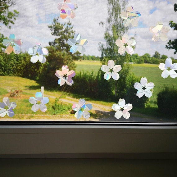 Sakura Blossom Suncatcher Stickers: Rainbow Maker Window Decals (Set of 15)