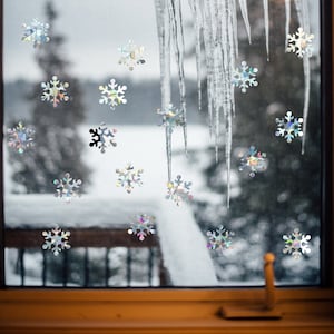 Snowflakes suncatcher for windows,  rainbow maker decal, rainbow maker sticker, rainbow window cling, rainbow window Christmas ornament