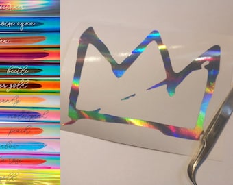 Holographic Basquiat Crown Sticker: Iridescent Decal