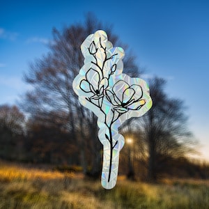 Sonnenfänger-Aufkleber für Fenster, Magnolien-Regenbogen-Maker-Aufkleber, Regenbogen-Maker-Aufkleber, Regenbogen-Fensteraufkleber, Regenbogen-Fenster-Sonnenfänger