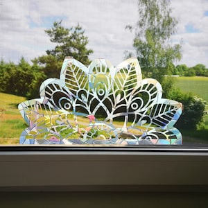 Halb Mandala Sonnenfänger für Fenster, Mandala Regenbogen Hersteller Aufkleber, Regenbogen Maker Sticker, Regenbogen Fenster Klammer, Regenbogen Fenster Suncatcher