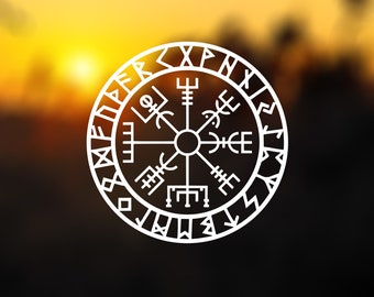 Vegvisir decal, viking compass sticker, norse rune decal, viking compass decal for car, Scandinavian medieval stickers