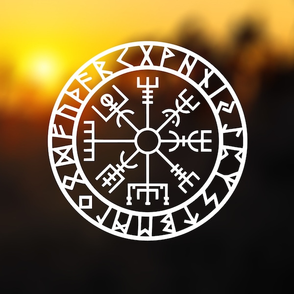 Decal de Vegvisir, pegatina de brújula vikinga, calcomanía de runa nórdica, calcomanía de brújula vikinga para coche, pegatinas medievales escandinavas