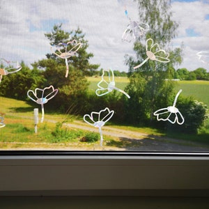 Suncatcher für Fenster, Fensteraufkleber, Gänseblümchen Blume, Regenbogen Sticker für Fenster, Fenster Aufkleber
