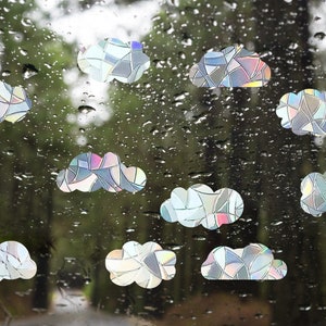 10 clouds suncatcher for windows, window sun catcher decal, rainbow maker sticker, rainbow window cling, rainbow window prism, suncatcher