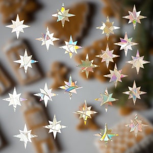 suncatcher stickers 22 stars holiday decor,  rainbow maker decal sticker, rainbow window cling, rainbow window Christmas ornament