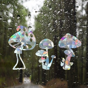 Suncatcher Aufkleber für Fenster, Pilze Aufkleber, Aufkleber fürs Fenster, Aufkleber fürs Fenster, selbstklebende Fensterbilder
