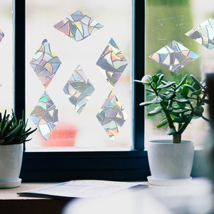 10 Rhombus suncatcher for windows, diamonds sun catcher decal, rainbow maker sticker, rainbow window cling, rainbow window prism, suncatcher