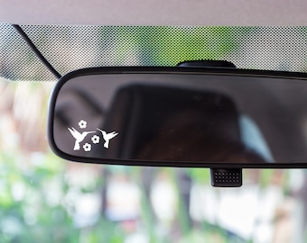 Calcomanía de colibrí para espejo retrovisor de coche: pegatinas de pájaros y flores