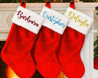 Christmas stocking iron on decal, personalised iron on patch, custom name iron on decal, stocking name decal, Xmas custom name htv