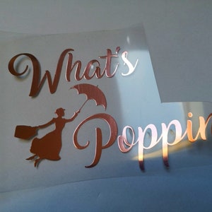 Wat is Poppin ijzer op decal, Mary Poppins Heat Transfer patch, Poppins overhemd appliques, glitter HTV transfers, Poppins DIY shirt