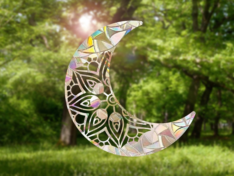 Mandala Moon Suncatcher: Rainbow Maker Window Decal - Etsy