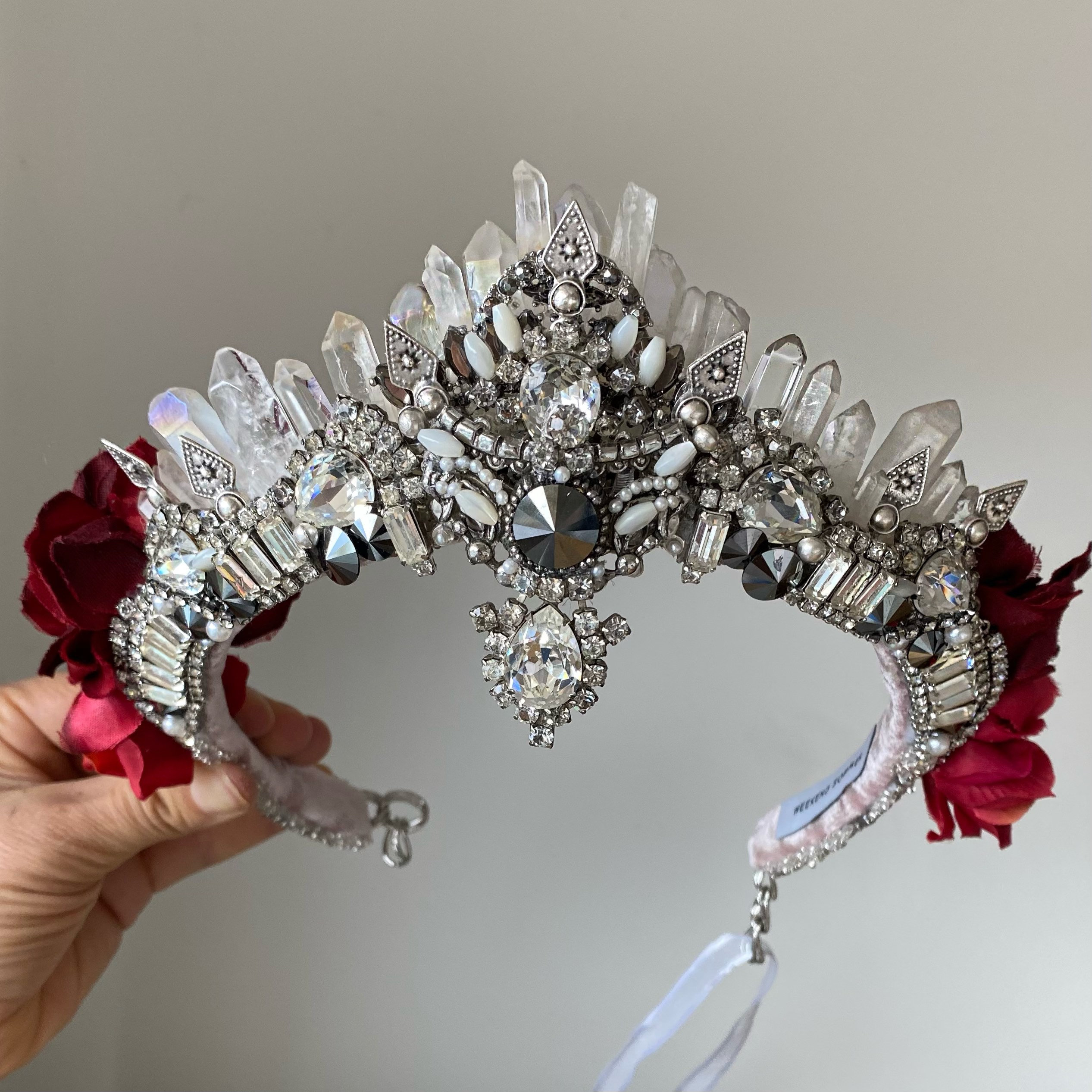 Vintage Boho Crystal Hair Crown Wreath, Bridal Headpiece – AMYO Bridal