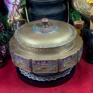 Fabulous, Antique, Chinese, Brass Cloisonné Enamel Opium Box, Qing Dynasty, c. 1900-1916, Excellent Vintage, Condition!