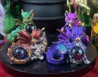 Charming, Baby Dragon Figurines w/Globes/Spheres, Various Colors and Poses, Choose One! Perfect for Altar or Sacred Space! Excellent!