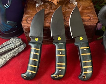 Beautiful, Hand Forged, 1095 High Carbon Steel, Full Tang, Boline/Working Knife, G-10 Micarta Handle, Leather Sheath. Choose One! Excellent!