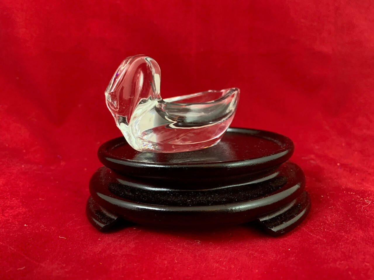 Beautiful, Vintage (c. 1970s), Clear Glass, Swan Open Salt Cellar/Dip or Small Offering Dish, Perfect for Altar, Excellent Condition!