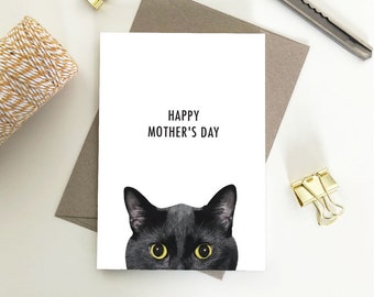 Happy Mother's Day Black Cat, Love Eco Friendly Recycled Paper Cards