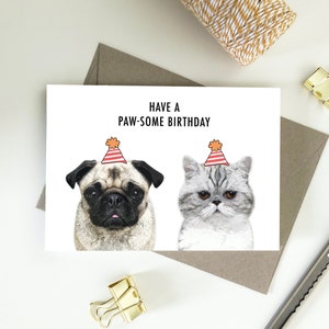 Hebben een Paw-Some Verjaardag, Happy Birthday Eco Friendly Gerecycled Papierkaarten