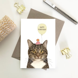 Tabby Cat, Happy Birthday Eco Friendly Recycled Paper Cards