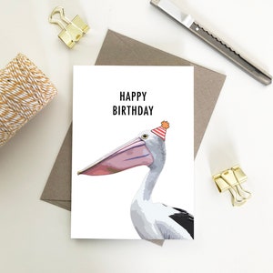 Pélican, joyeux anniversaire cartes en papier recyclé respectueuses de l'environnement