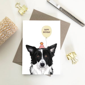 Border Collie, Happy Birthday Umweltfreundliche Recycling-Papierkarten