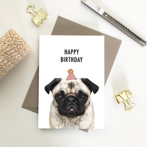 Pug, Happy Birthday Eco-vriendelijke gerecyclede papieren kaarten
