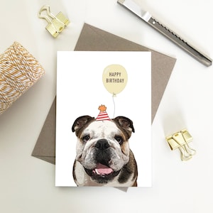 Englische Bulldogge, Happy Birthday Umweltfreundliche Recycling-Papierkarten