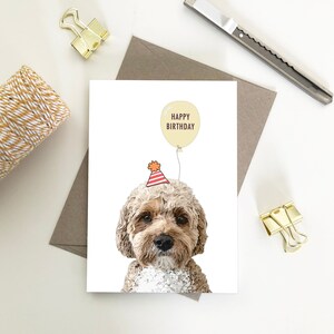 Cavoodle mit Ballon, alles Gute zum Geburtstag umweltfreundliche Recycling-Papierkarten