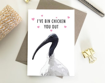 I’ve Bin Chicken You Out Card, Love Eco Friendly Recycled Paper Cards