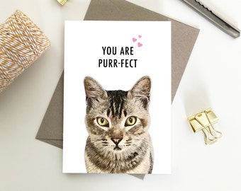 You Are Purr-fect, Cat, Love Eco Friendly Recycled Paper Cards