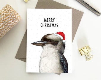 Kookaburra, Merry Christmas Card, Seasons Greetings, Eco Friendly Recycled Paper Christmas cards