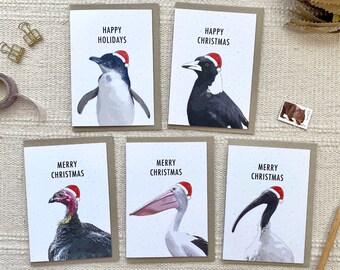 Australiana Bird Pack of 5 Mixed Christmas Cards, Seasons Greetings, Pack B, Eco Friendly Recycled Paper Christmas Cards