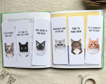 Cat Lover Bookmarks With Words, Eco Friendly Recycled Paper For Book Lover