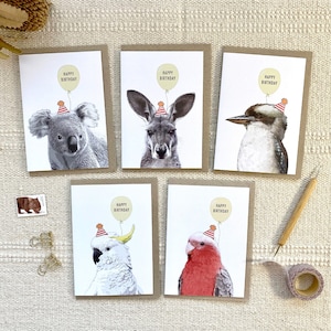 Animal animalier australien avec ballon Anniversaire Carte en papier recyclé écologique