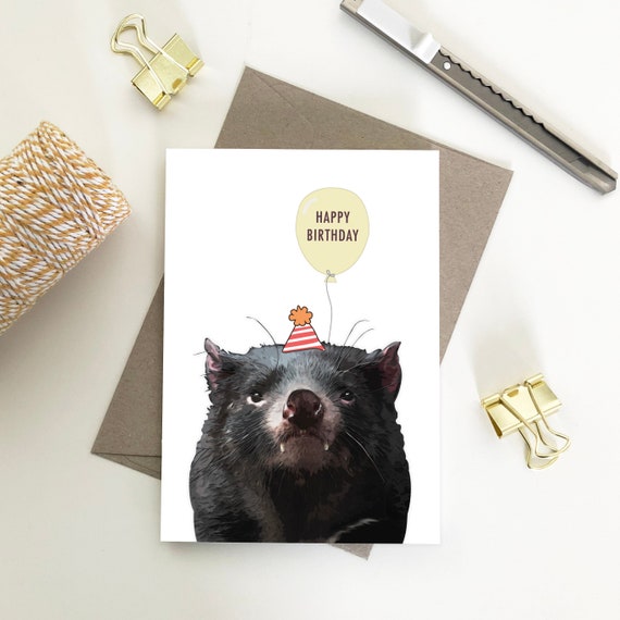 Tasmanian Devil, Happy Birthday Card — My Lovely Pets Design