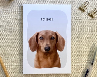 Dachshund Notebook, A5 Blank 100% Recycled Paper Notebook, Dog Lover